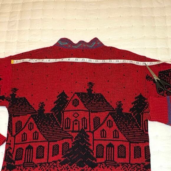 Vintage Alps Wool Cardigan Sweater Women's M | Red Nordic Christmas Preppy - Picture 9 of 11